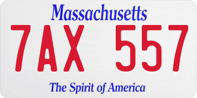 MA license plate 7AX557