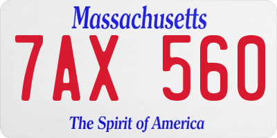 MA license plate 7AX560
