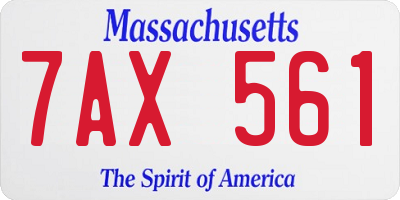 MA license plate 7AX561