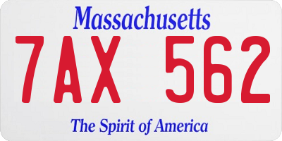 MA license plate 7AX562