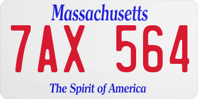MA license plate 7AX564