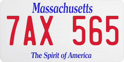 MA license plate 7AX565