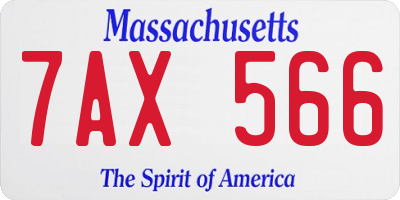 MA license plate 7AX566