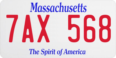 MA license plate 7AX568