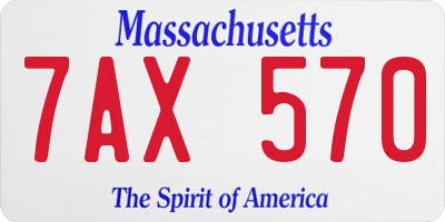 MA license plate 7AX570