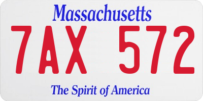 MA license plate 7AX572