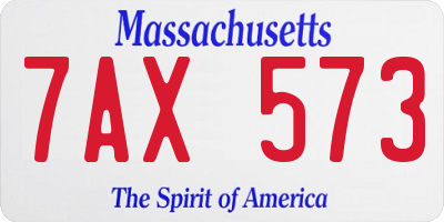 MA license plate 7AX573