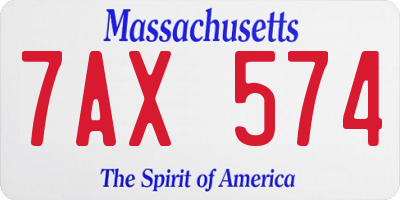 MA license plate 7AX574