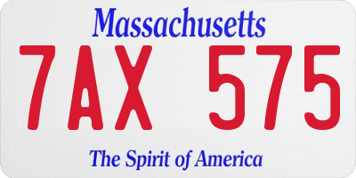 MA license plate 7AX575