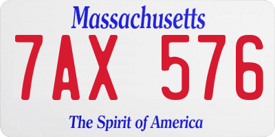 MA license plate 7AX576
