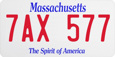 MA license plate 7AX577