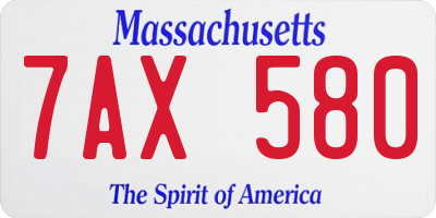 MA license plate 7AX580