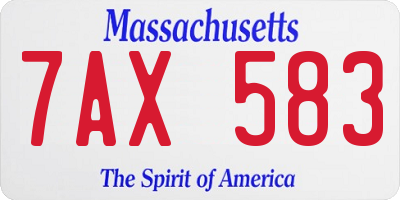 MA license plate 7AX583