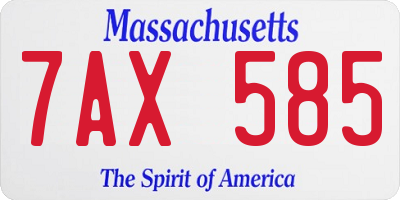 MA license plate 7AX585