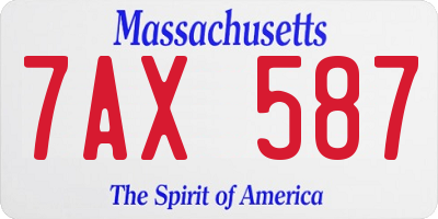 MA license plate 7AX587