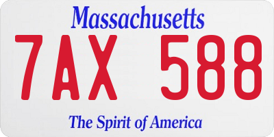 MA license plate 7AX588