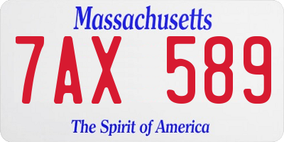 MA license plate 7AX589