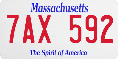 MA license plate 7AX592