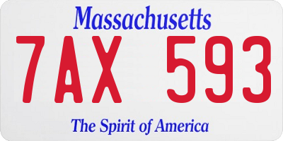 MA license plate 7AX593