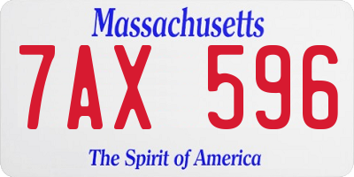 MA license plate 7AX596