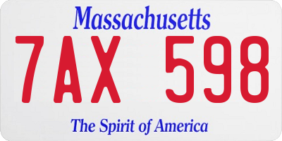 MA license plate 7AX598