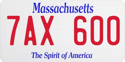 MA license plate 7AX600