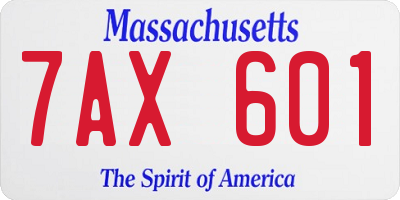 MA license plate 7AX601