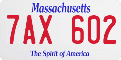 MA license plate 7AX602