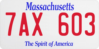 MA license plate 7AX603