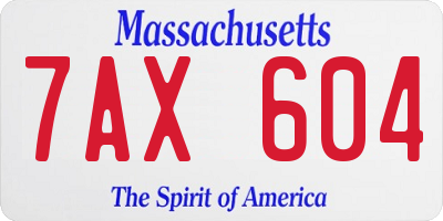 MA license plate 7AX604