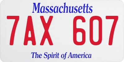 MA license plate 7AX607
