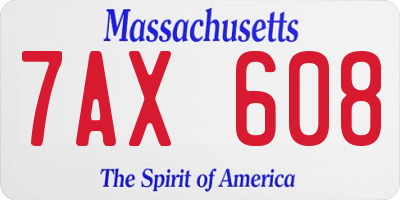 MA license plate 7AX608