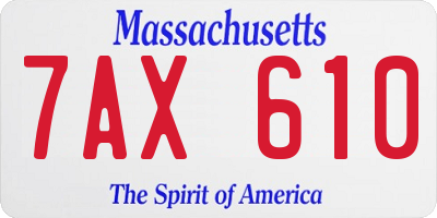 MA license plate 7AX610