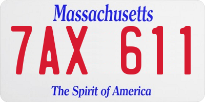 MA license plate 7AX611