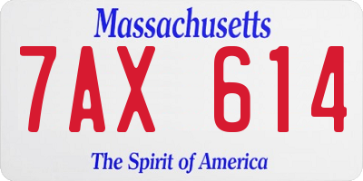 MA license plate 7AX614