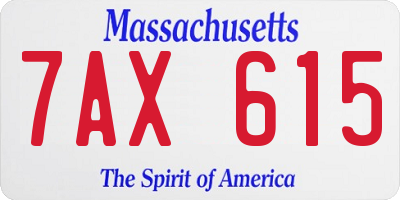 MA license plate 7AX615