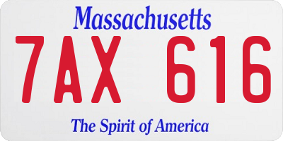 MA license plate 7AX616