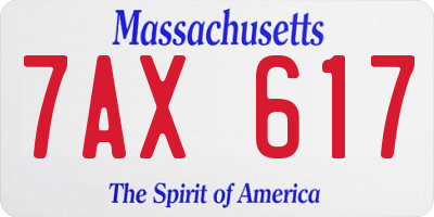 MA license plate 7AX617