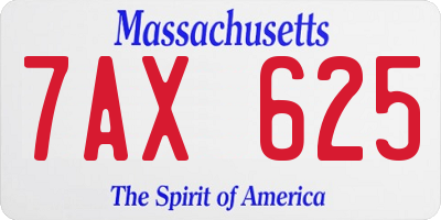 MA license plate 7AX625