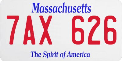 MA license plate 7AX626