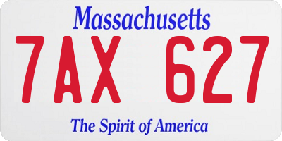 MA license plate 7AX627