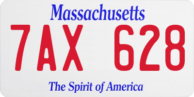 MA license plate 7AX628