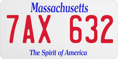 MA license plate 7AX632