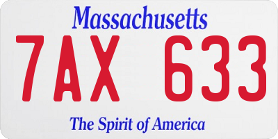 MA license plate 7AX633