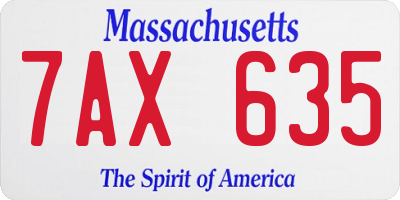 MA license plate 7AX635