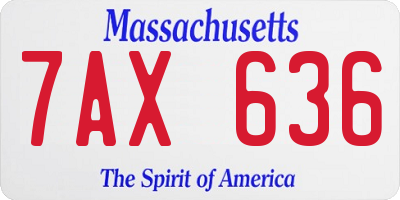 MA license plate 7AX636