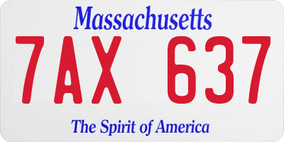 MA license plate 7AX637