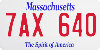 MA license plate 7AX640