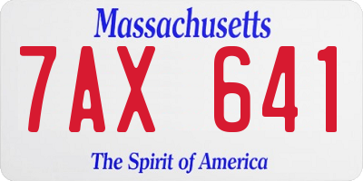 MA license plate 7AX641