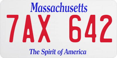 MA license plate 7AX642